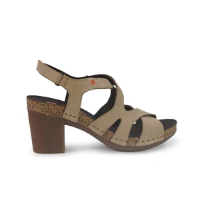 Jungla Sandali Donna con Tacco e Plateau in Nabuk Desert Beige