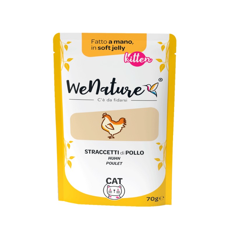 WeNature Kitten Straccetti di Pollo Soft Jelly in Busta per Gattini - 70 g, Singola