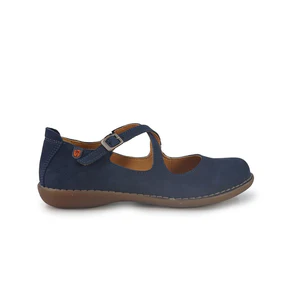 Jungla Ballerina Donna con Doppio Cinturino in Pelle Nabuk Blu