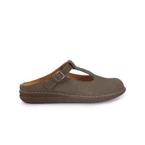 Jungla Sandalo Sabot Donna con Cinturino in Pelle Taupe