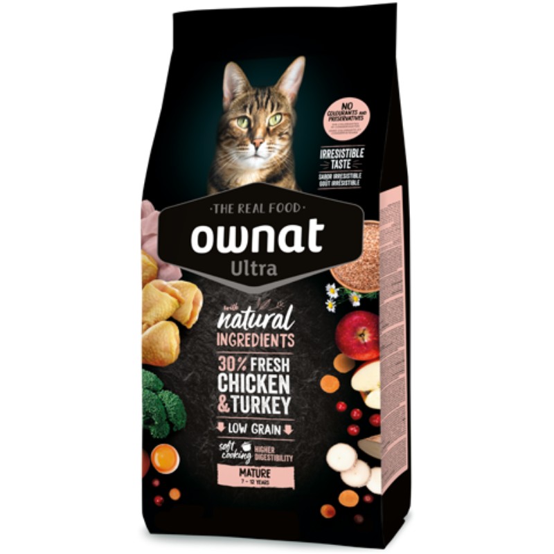 Ownat Cat Ultra Mature con Pollo e Tacchino per Gatti - 1.5 Kg