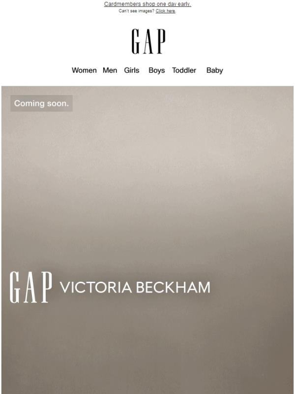 Coming soon. Gap × Victoria Beckham.