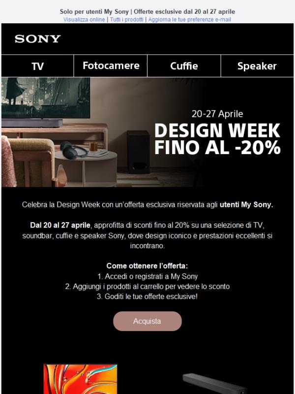 Fino al -20% per la Design Week su TV, cuffie e speaker