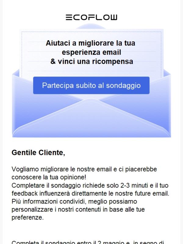 Ottieni sconti + EcoCredit: aiutaci a migliorare la tua esperienza email