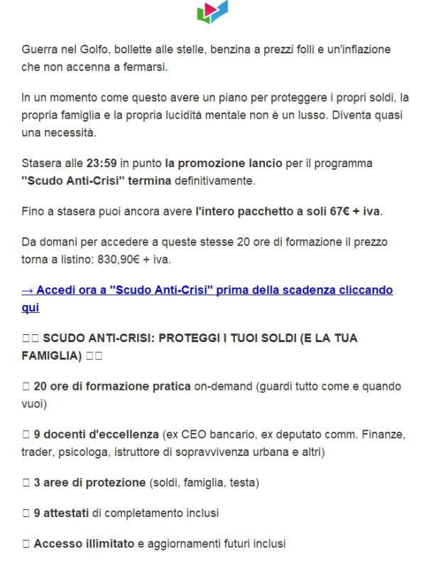 (Ultimo giorno) Scudo Anti-Crisi 🛡️