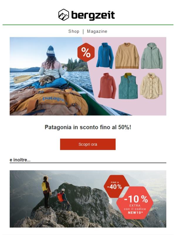 🔴 Patagonia  fino al -50% e extra 10%