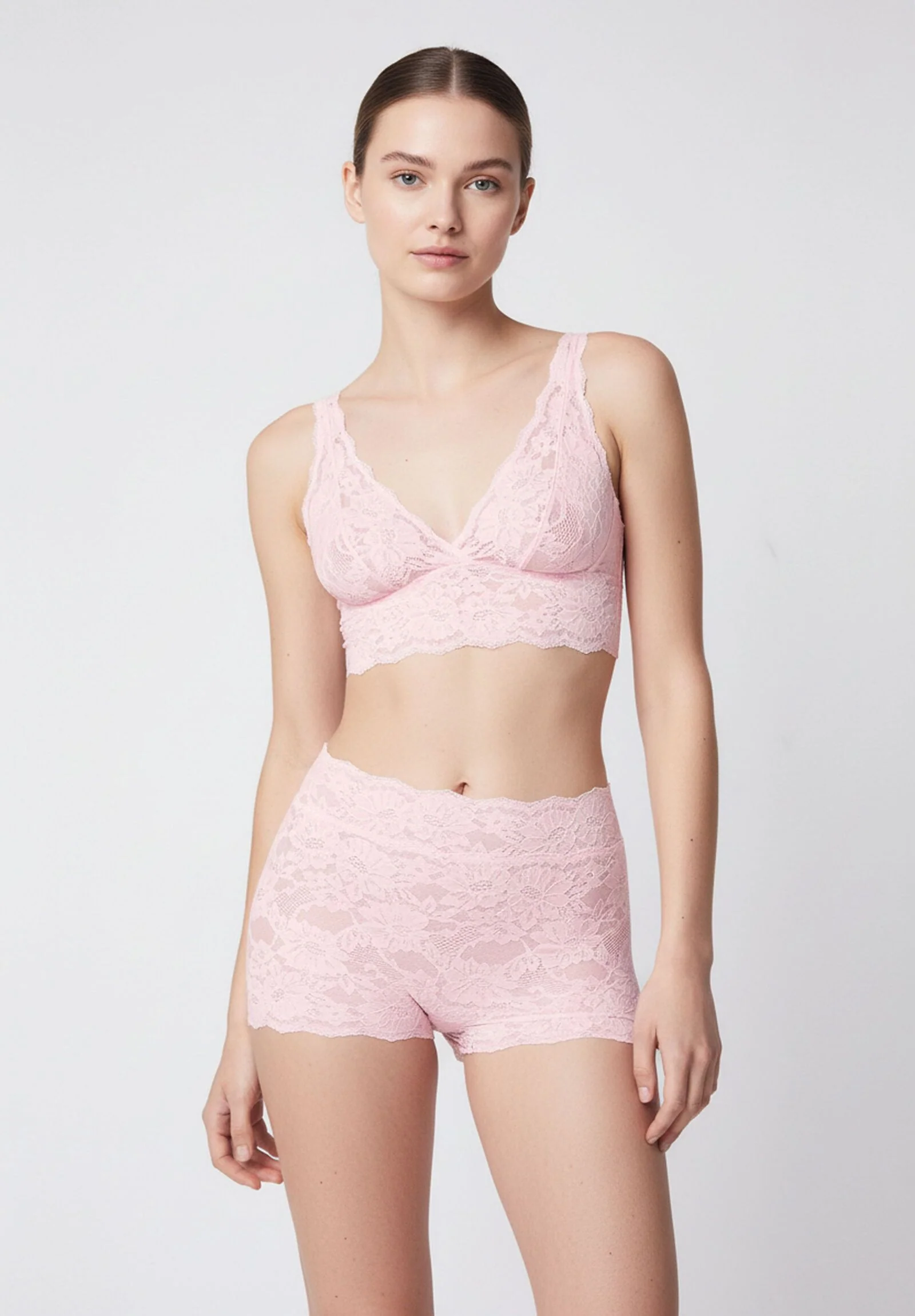 Image of Short Panty in Pizzo Elasticizzato Lacewear - Rosa Peonia