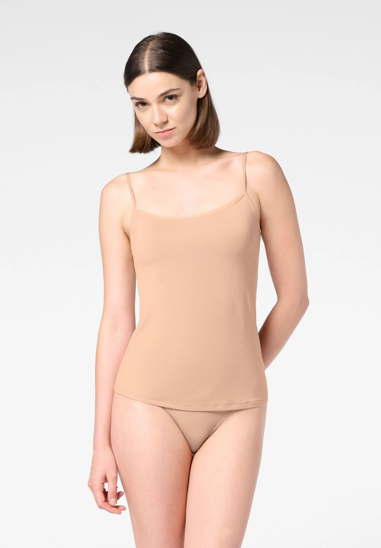 Image of Canotta Spalla Sottile in Modal Elasticizzato Perfect Line - Nudo