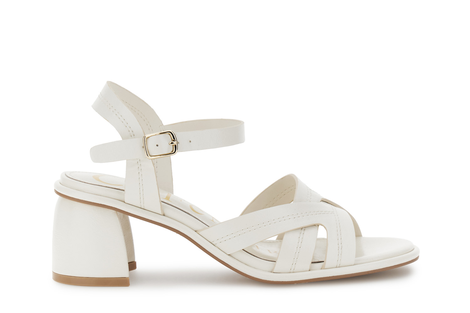 Image of sandali gilda i effetto naplak con cuciture a decoro off white