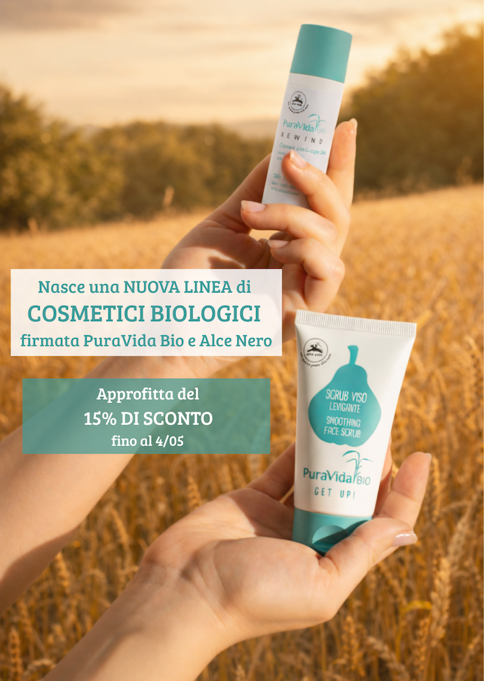 Nasce una nuova linea di cosmetici biologici firmata PuraVidaBio e Alce Nero. Approfitta del 15% di sconto fino al 4/05