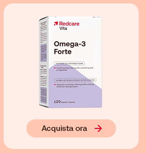 Flacone Redcare Vita Coenzima Q10 da 120 capsule su sfondo pesca chiaro. In basso pulsante: &ldquo;Acquista ora&rdquo;.