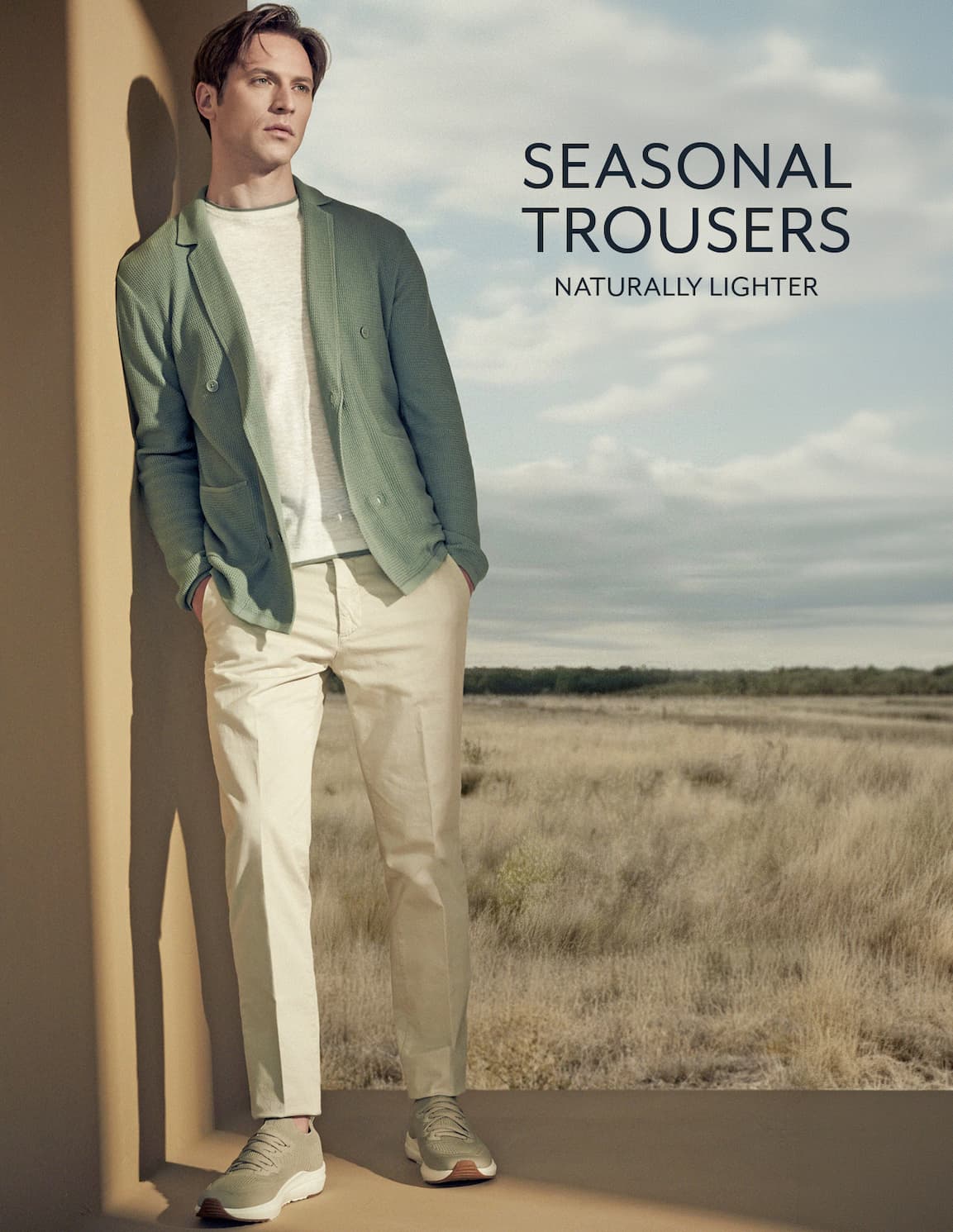 Pantalone chinos in cotone e lino