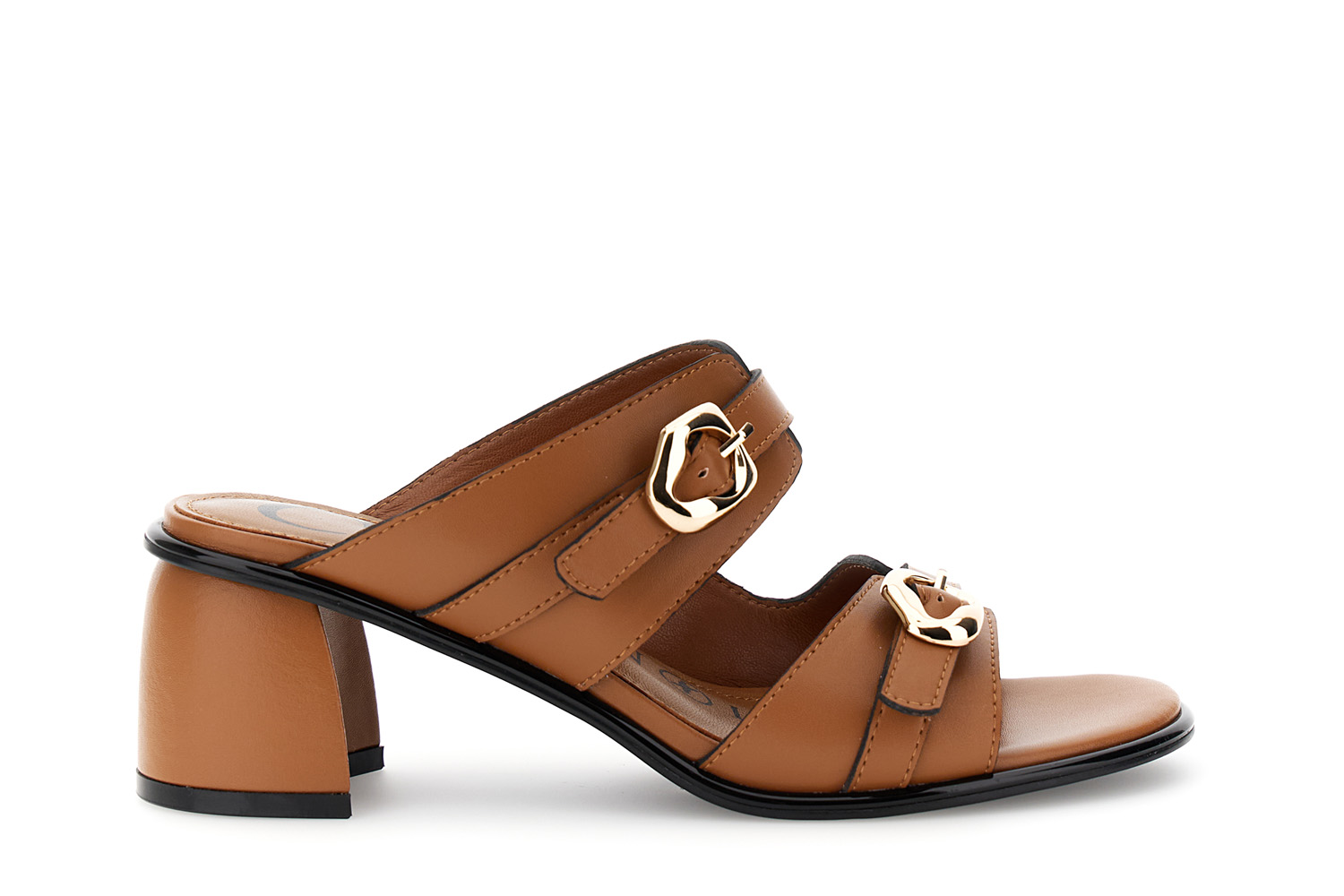 Image of sandali frate effetto pelle con doppia fibbia cuoio