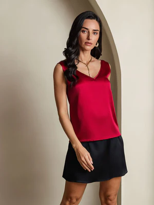 Image of 19Momme Seta V scollo Spalline Canotta