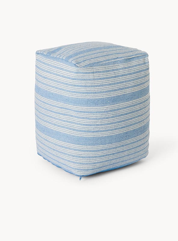 Pouf a righe azzurre e bianche
