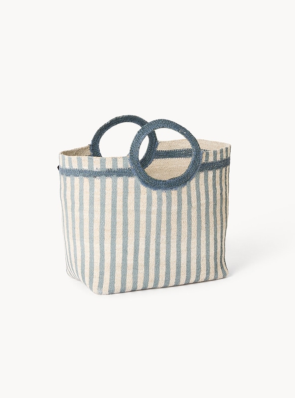 Cesto con manici intrecciato e dipinto a mano