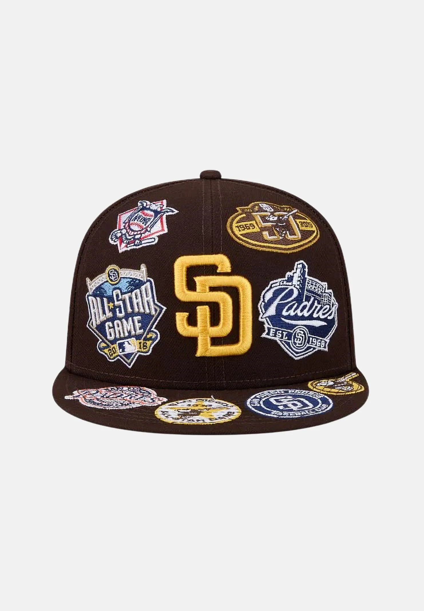Image of NEW ERA Cappello con visiera San Diego Padres All Over 59 FIFTY Fitted marrone per uomo e donna