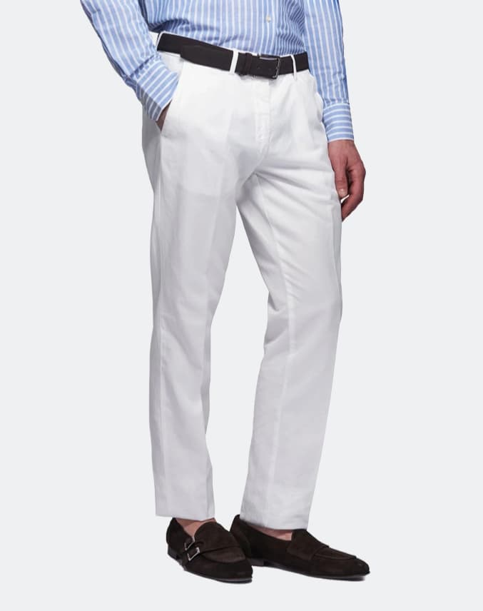 Pantalone chinos in cotone e lino