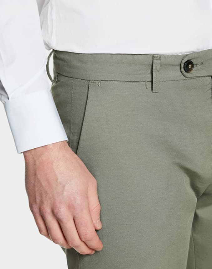 Pantalone chinos in cotone e lino