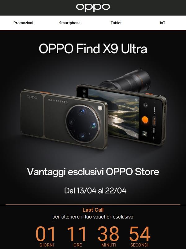 Ultima chiamata per bloccare il tuo voucher dedicato Find X9 Ultra