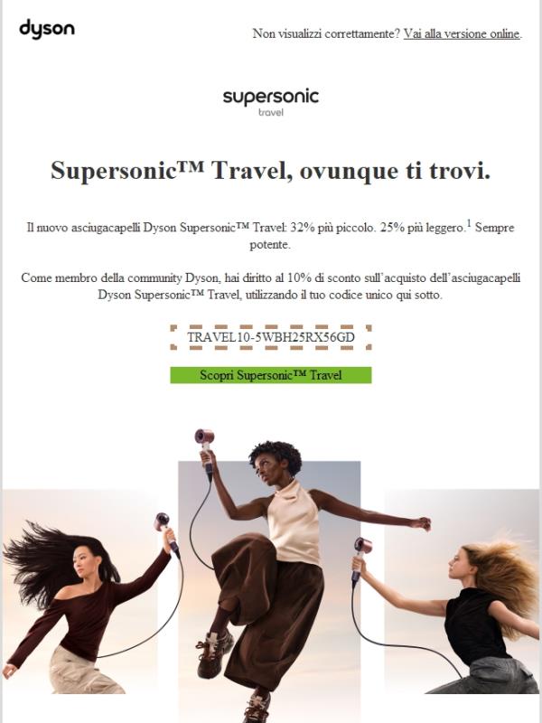 Appena atterrato: asciugacapelli Dyson Supersonic™ Travel.