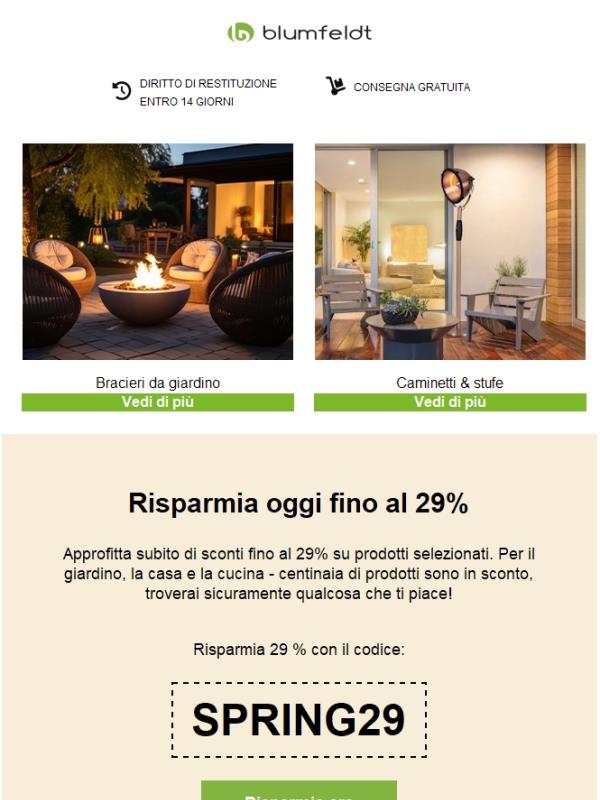 Solo  per oggi: risparmia fino al 29% su una selezione di prodotti!