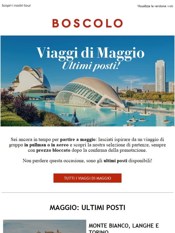 Ultimi posti per viaggiare a Maggio