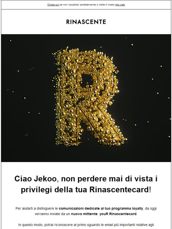 Le email sul programma Rinascentecard cambiano mittente