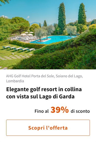 Elegante golf resort in collina con vista sul Lago di Garda