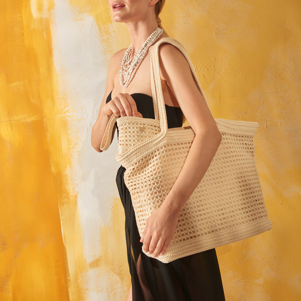 Image of BORSA SHOPPER IN COTONE A RETE BP0374 DONNA HAT YOU