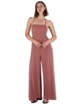 Tuta Salopette Strappy Jumpsuit in tessuto arancione Donna JFATU0001-E2820-1245 2102