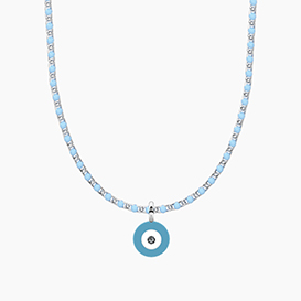 Collana POP CORN  con ciondolo OCCHIO GRECO