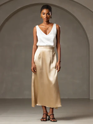 Image of 19Momme Seta V scollo Spalline Canotta