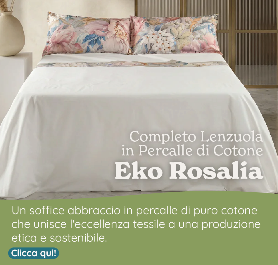 Completo Lenzuola in Percalle di Cotone Fantasia Floreale - Eko Rosalia