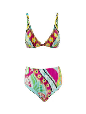 Bikini con Slip Alto in Stampa Multicolor Etro