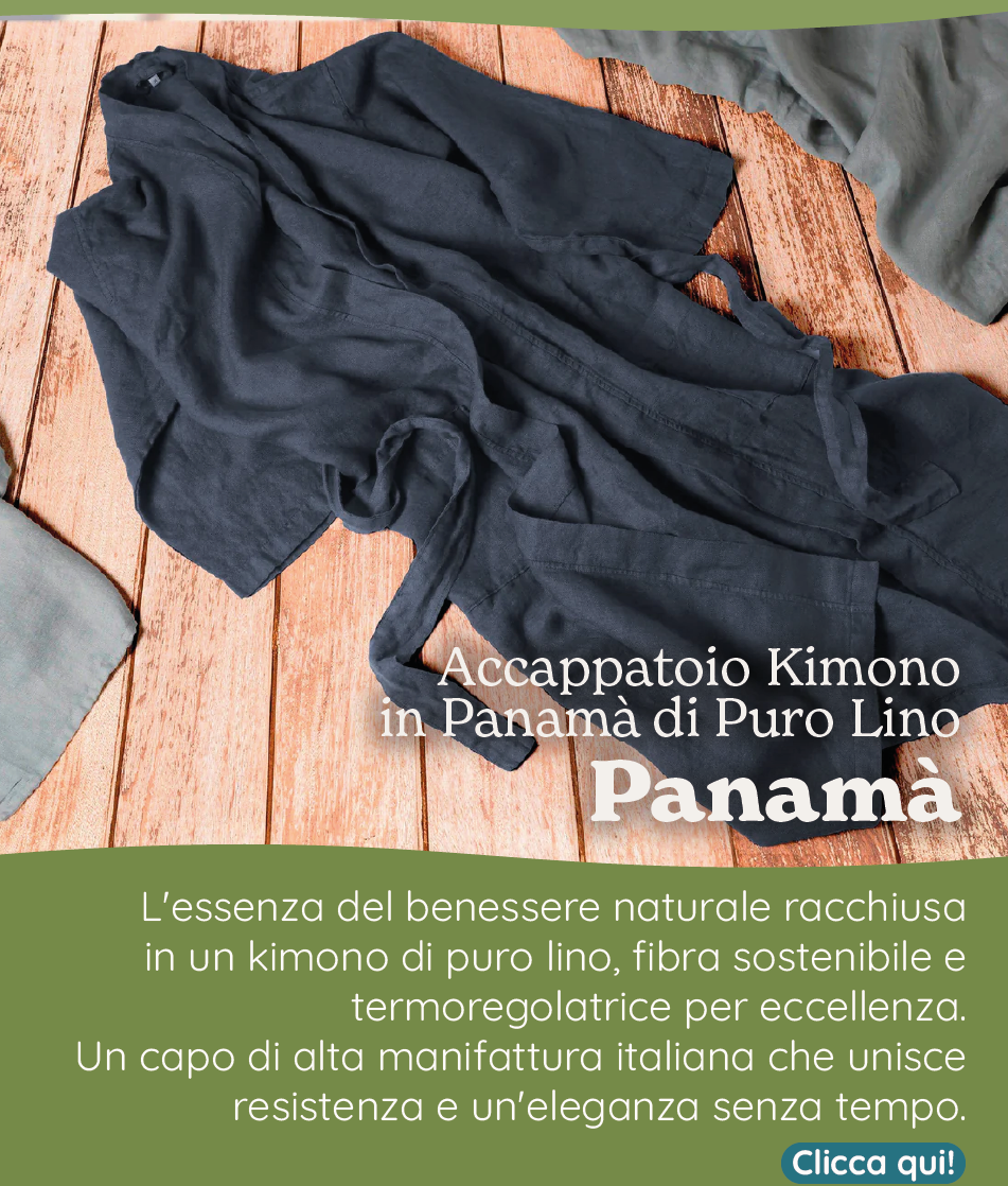 Accappatoio Kimono in Panamà di Puro LINO - Panamà