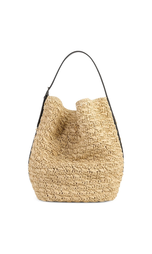 Rafia belted tote bag