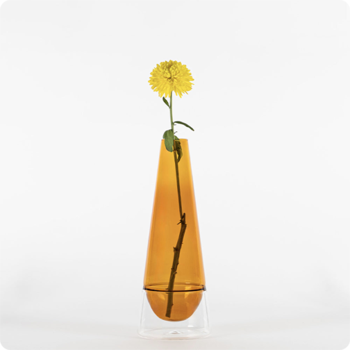 35 cm - Conosfera Borosilicate Glass Flower Vase - Amber
