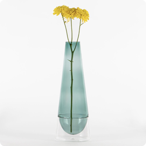 30 cm - Conosfera Borosilicate Glass Flower Vase - Green Lake