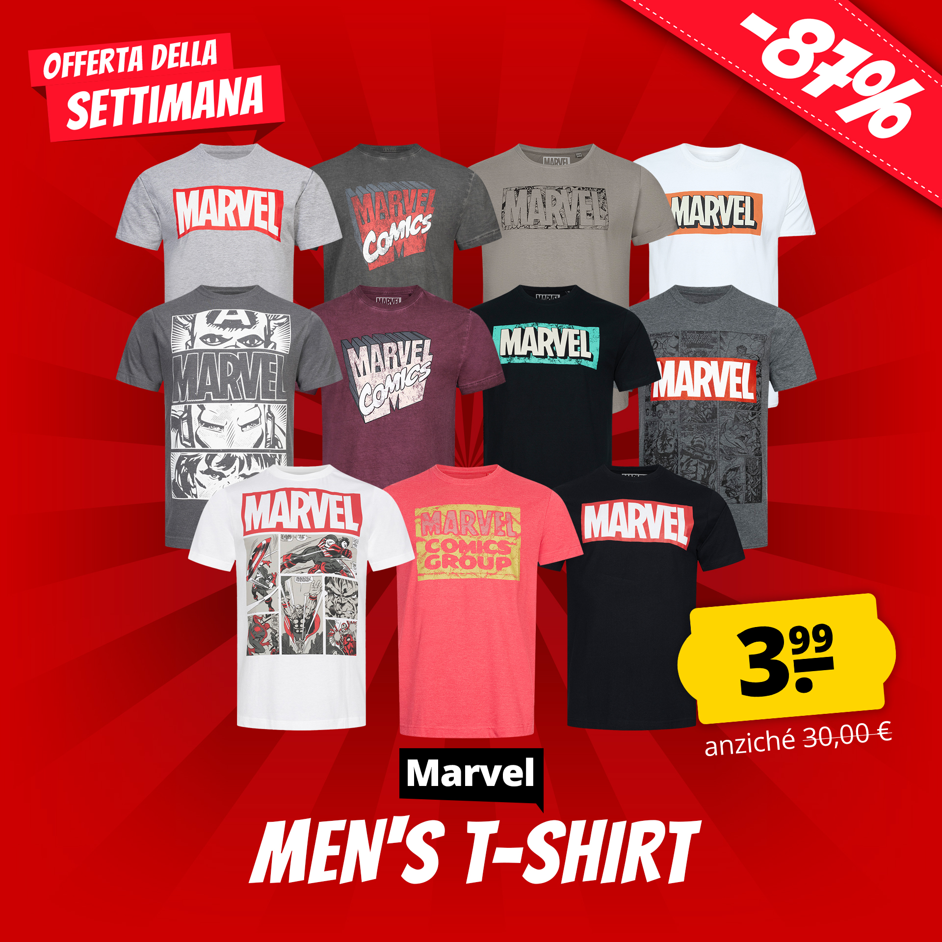 MARVEL Retro 3D Comics Uomo T-shirt 
