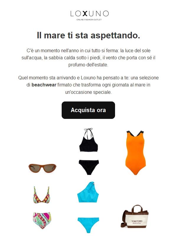 ✦ Loxuno | Lei e il mare: costumi, beachwear e accessori di lusso