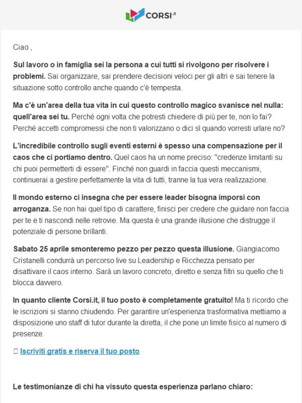 Controlli tutto, tranne la cosa più importante.