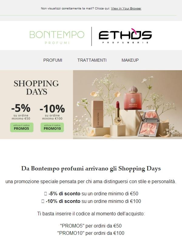 Shopping Days: il tuo profumo, ora con uno sconto speciale