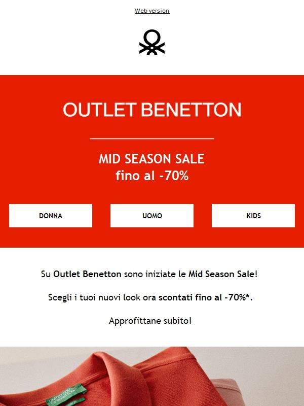 Mid Season Sale: fino al -70% su Outlet Benetton