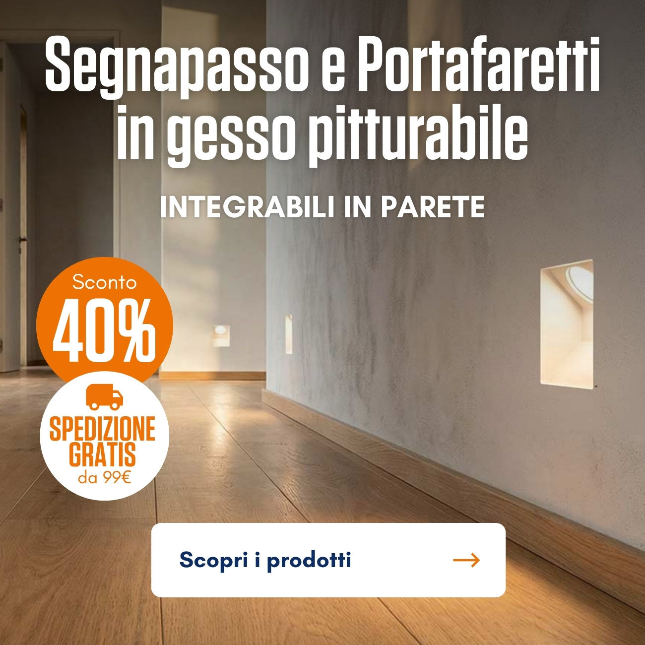 Segnapasso e portafaretti in gesso pitturabile