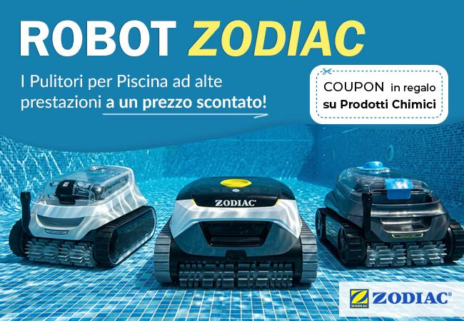 robot pulitori piscina Zodiac a un prezzo scontato con Coupon in regalo sui prodotti chimici