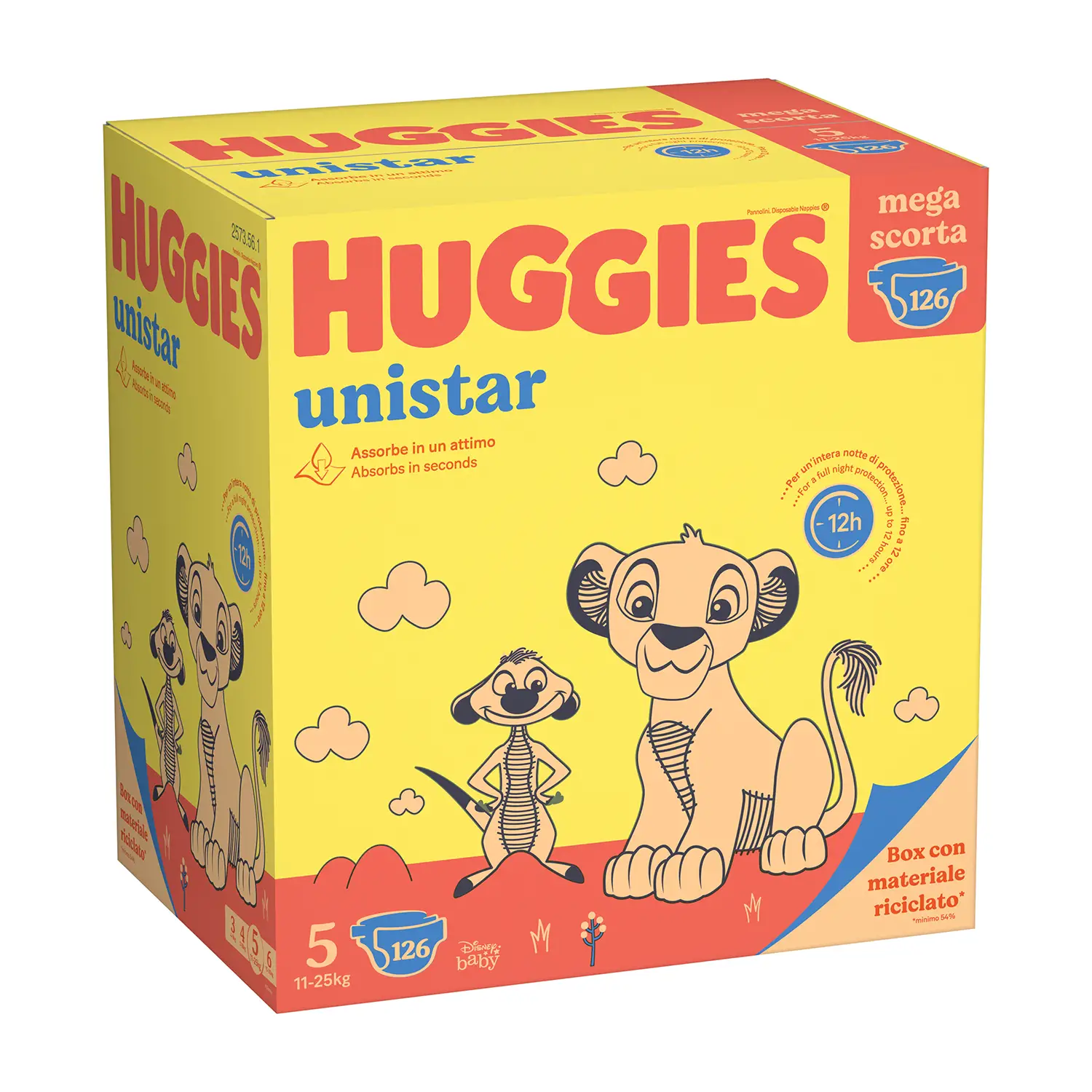 Pannolini Huggies Unistar Megapack - Taglia 5 - 11-25 Kg - 126 Pezzi