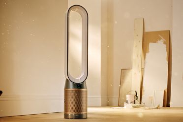A Dyson purifier operating in a room that is being painted.