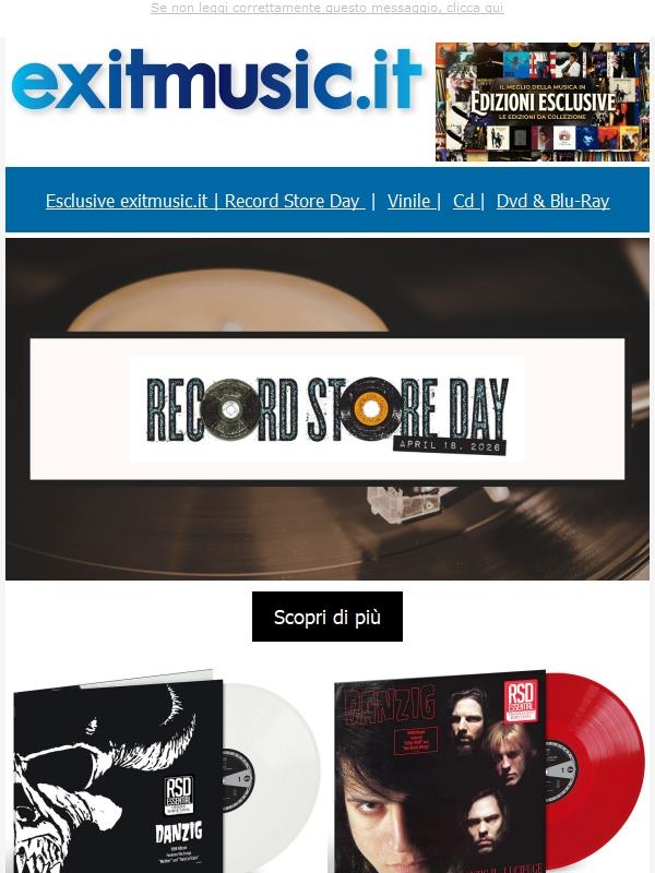 Record Store Day 2026, Exclusive Edition exitmusic.it .. First come, first served .. Order Now !