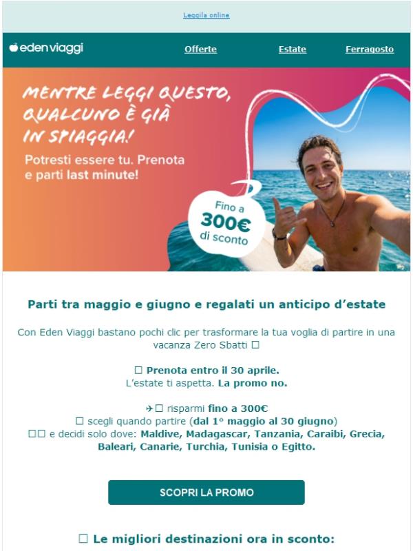 Anticipa l’estate: parti a maggio o giugno e risparmia fino a 300€ 🌞